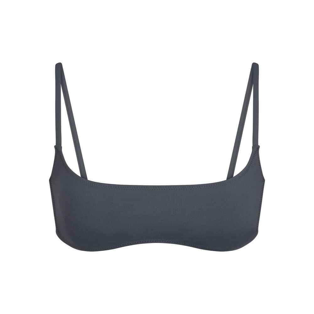 Skims Signature Swim Micro Scoop Bikini Top Gunmetal Size XL